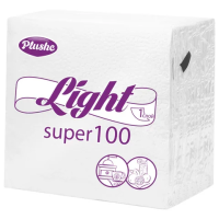 Салфетки бумажные 90 штук, 22,5х22,5 см, PLUSHE (Плюше) Light, белые, 100% целлюлоза, 2774