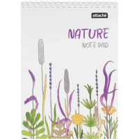 Блокнот Attache Nature White flowers, А5, 60 листов, в клетку, на спирали