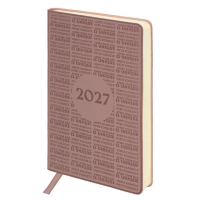 Ежедневник датированный 2027 А5 138х213мм BRAUBERG Aura, под кожу, гибкий, розовый, 117942