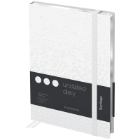 Ежедневник недатированный, А5, 136л., кожзам, Berlingo 'DoubleWhite', серебряный срез, с резинкой, белый, с рисунком