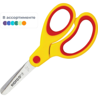 Ножницы детские Kores Softgrip 13см, желто-красные, эргономичные ручки, 35217