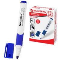 Маркер для досок Brauberg Soft синий, 5мм, круглый наконечник, резиновая вставка