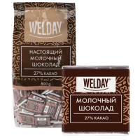 Шоколад порционный Welday Молочный 27, 5г. 160шт/уп