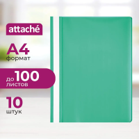 Скоросшиватель пластиковый Attache зеленый, 0.13мм, 0.15мм, 10шт/уп
