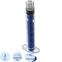Шприцы одноразовые Medaim 3-х компонентные 2мл, игла 0.63х32 - 23G, 100шт