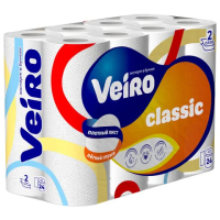 Туалетная бумага Veiro Classic 2 слоя, 24 рулона, 17.5 м, белая