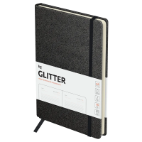 Ежедневник недатированный, А5, 136л., твердый переплет, диз. картон, BG 'Glitter. Black', черный, на резинке, карман