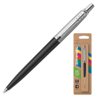Ручка шариковая PARKER 'Jotter Plastic CT', корпус черный, детали нержавеющая сталь, блистер, синяя, 2096873