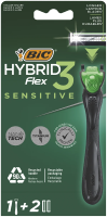 Бритва мужская BIC Hybrid 3 Flex Sensitive 3 лезвия, 1 ручка и 2 сменные кассеты