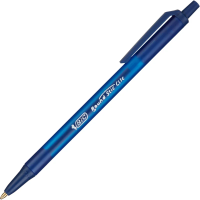 Шариковая ручка автоматическая Bic Round Stic Clic синяя, 0.4мм, синий корпус, одноразовый