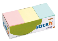 Блок для записей с клейким краем Stick'n Stick'N 3 цвета, пастельный, 38х51мм, 100 листов, 12шт/уп, (21131)