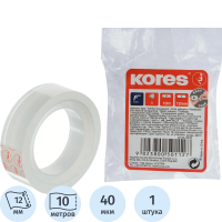 Клейкая лента канцелярская Kores 12мм х 10м, прозрачная
