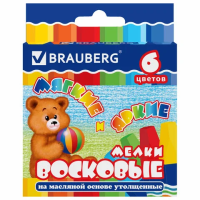Мелки восковые Brauberg 6 цветов, на масляной основе