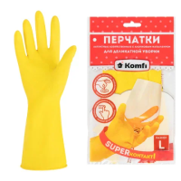 Перчатки МНОГОРАЗОВЫЕ латексные 'Для деликатной уборки', размер 8-9, L (большой), вес 29 г, KOMFI, DGL018L
