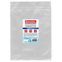 Пакеты дой-пак с замком ZIP LOCK, прозрачные, 200х300 + 50 мм, КОМПЛЕКТ 100 штук, 70 мкм, BRAUBERG, 700700