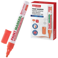 Маркер-краска Brauberg Paint Marker оранжевый, 4мм, без запаха, алюминиевый корпус