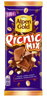 Шоколад Alpen Gold Picnic Mix молочный арахис и изюм, 130г