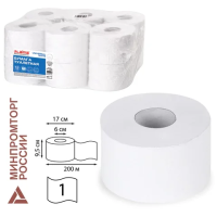 Туалетная бумага Laima Universal White 1 слой, 12 рулонов, 200м, белая