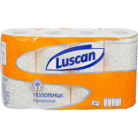 Бумажные полотенца Luscan 2 слоя, 4 рулона, 17м, белые