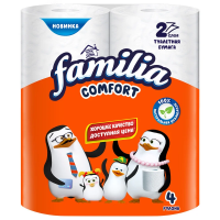 Туалетная бумага Familia Comfort 2 слоя, 4 рулона, 13,5 м, белая