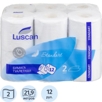Туалетная бумага Luscan Standart 2 слоя, 12 рулонов, 21,88 м, белая