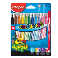 Фломастеры для рисования Maped Jungle 12 цветов, смываемые