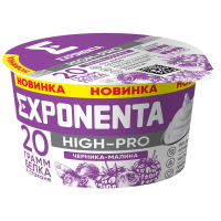 Продукт кисломолочный Exponenta High-pro Черника-малина обезжиренный с высоким содержанием белка, 160г