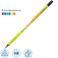 Карандаш чернографитный Deli Enovation HB, пластиковый, с ластиком, ассорти