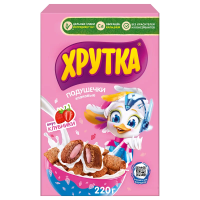 Готовый завтрак Хрутка Злаковые подушечки с начинкой со вкусом клубники, 220г
