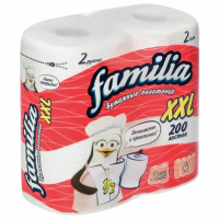 Бумажные полотенца Familia XXL 2 слоя, 2 рулона, 25м, белые с тиснением, 5048786