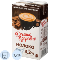 Молоко Домик В Деревне 3.2%, 950г, ультрапастеризованное, для капучино
