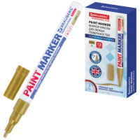 Маркер-краска Brauberg Paint Marker золотой, 2мм, нитро-основа, алюминиевый корпус