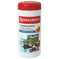 Салфетки чистящие для мониторов Brauberg абрикос, 100шт/уп, в тубе