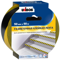Клейкая лента разметочная Unibob 50мм х 50м, желто-черная