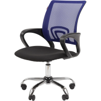 Кресло VT_EChair-304LT TC ткань черн/сетка синий, хром