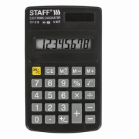 Калькулятор карманный Staff STF-818 черный, 8 разрядов