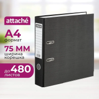 Папка-регистратор А4 Attache черная, 75мм, с металлическим уголком