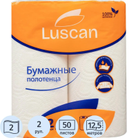 Бумажные полотенца Luscan 2 слоя, 2 рулона, 12,5м, белые с тиснением