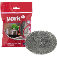 Губка (мочалка) металлическая, 40 г, МЕГА, для посуды, гриля, плиты, YORK, 003030