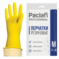Перчатки латексные Mitra Professional р.M, желтые, с х/б напылением