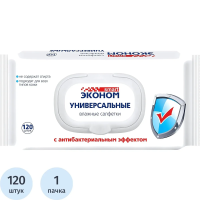 Салфетки влажные Эконом Smart, 120шт, для всей семьи, с пластиковым клапаном
